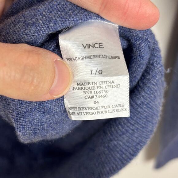 Vince Blue V-Neck 100% Cashmere Sweater Large minimalist quiet luxury - Picture 8 of 9